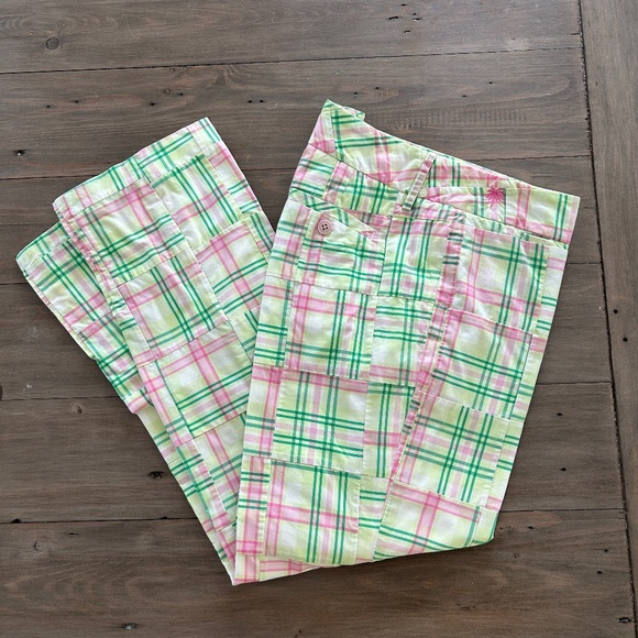 Lilly Pulitzer Madras Summer Pants Defined! Pinks + Greens + White Sz 6 - Picture 2 of 16